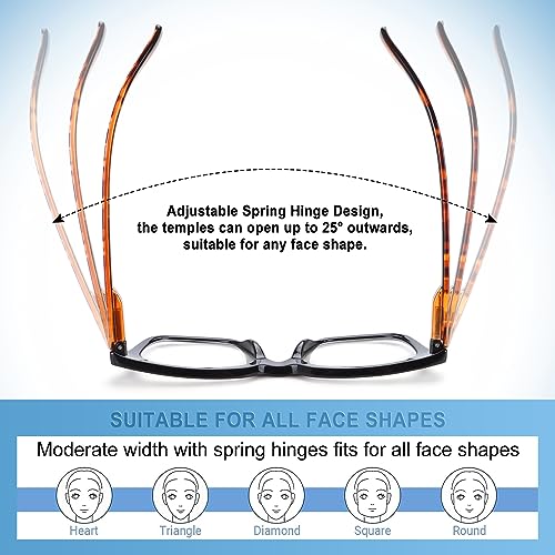 CHOFILORD 6 Pack Fashion Reading Glasses for Women Men Blue Light Blocking Oversized Square Readers with Spring Hinge (6 Pack Colorful B, 2.25) - Image 5