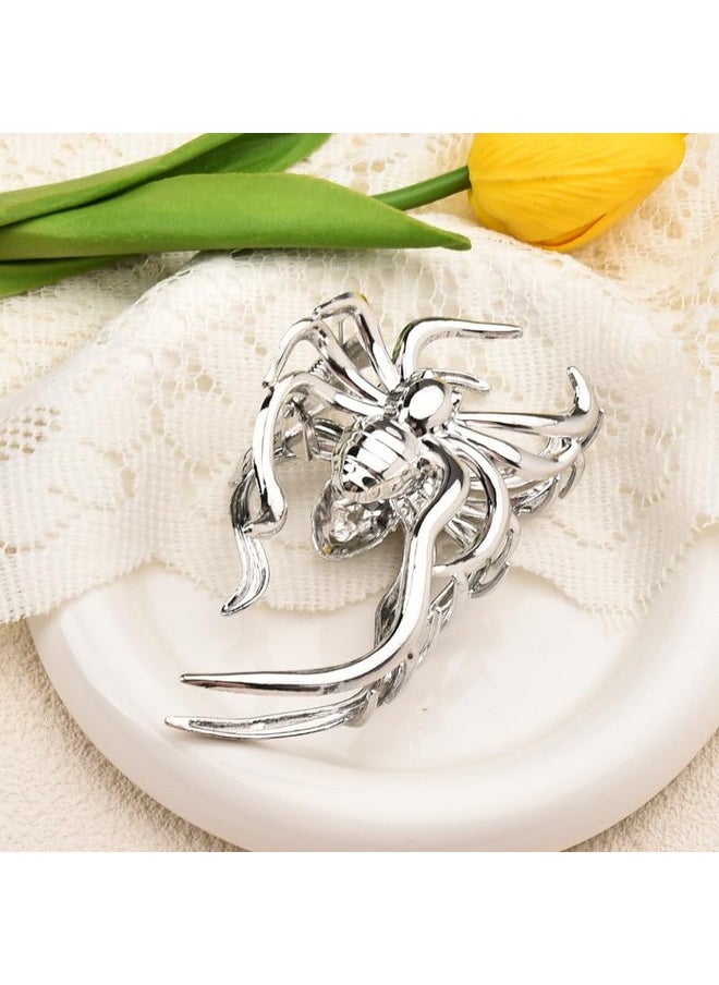 Sisadodo Spider Hair Claw Clips for Women Gothic Hair Clip Pin for Thick Thin Hair Punk Hair Barrettes Accessories for Women Big Spider Shark Clips Halloween Party Decorations for Women Silver Metal Hair Jaw  - Image 4