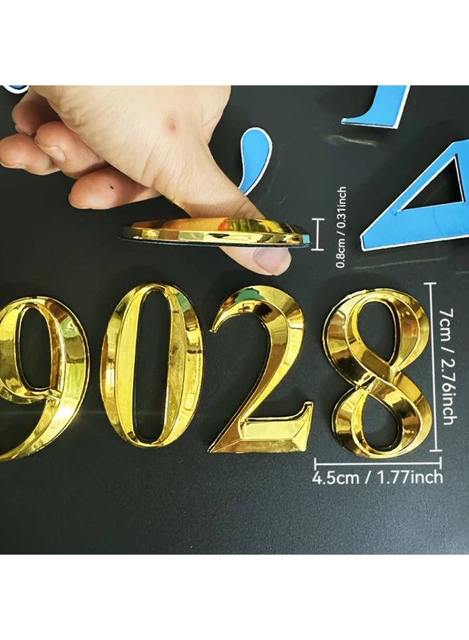 Complete 3D Number Set 0 9 2 8 Inch Golden Tactile Address Stickers Self Adhesive Property Markers - Image 4