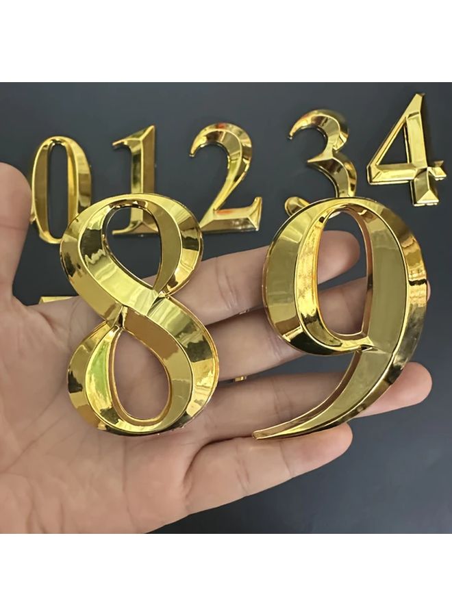 Complete 3D Number Set 0 9 2 8 Inch Golden Tactile Address Stickers Self Adhesive Property Markers - Image 2