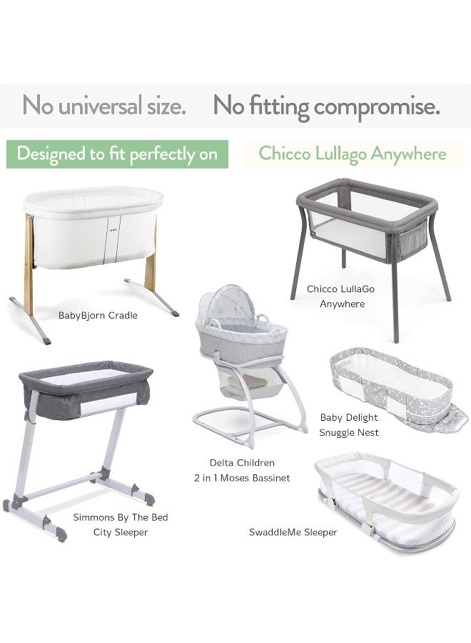 Joey + Joan Joey + Joan Bassinet Fitted Sheets for Chicco LullaGo Anywhere, Baby Bjorn Cradle and 14 x 29 Mattress Pad – Snuggly Soft 100% Jersey Cotton – Light Dark Sage Green – 2 Pack - Image 2