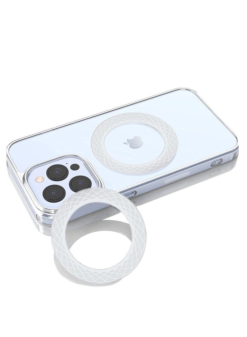 KASTWAVE Universal Magnetic Ring, Magnetic Wireless Charging Conversion Kit, Magnetic Wireless Charger Universal Metal Rings Compatible with iPhone 14/14 Pro/13 mini/13 Pro Max/12, Galaxy S21, etc(White,2pcs) - Image 1