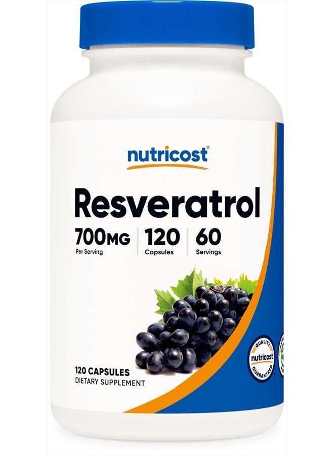 Nutricost ريسفيراترول 700 مجم، 120 كبسولة - نباتي، خالٍ من الجلوتين، غير معدّل وراثيًا - Image 2