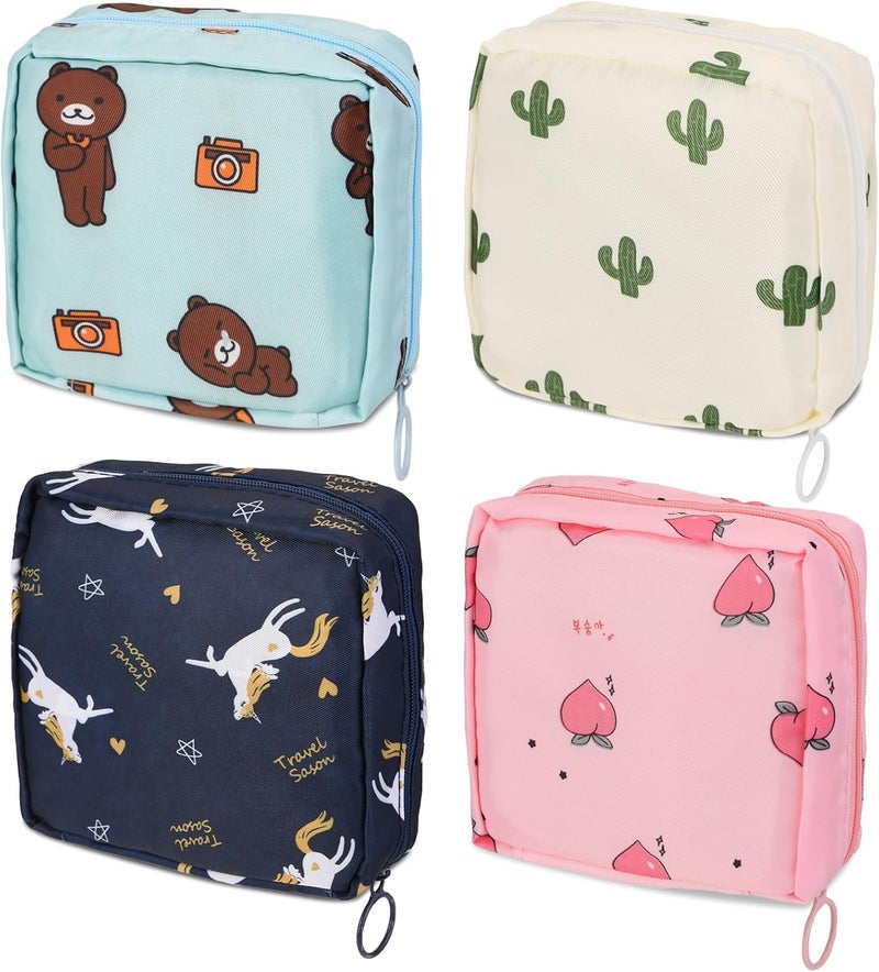 Flywind Flywind 4Pcs Sanitary Napkin Storage Bag Mini Menstrual Period Bag Period Pouch WaterproofTampon Organizer Pouch Tampon Pad Holder for Purse First Period for Teen Girls School  - Image 1