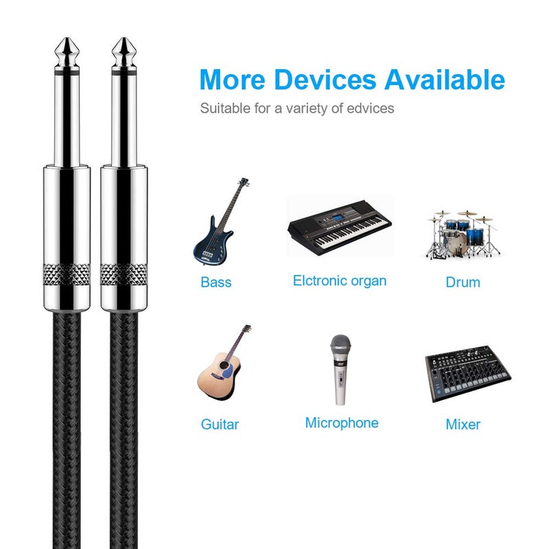 New bee Guitar Cable 10 ft Electric Instrument Cable Bass AMP Cord 1/4 Straight to Straight for Electric Guitar, Bass Guitar, Electric Mandolin, Pro Audio, Black - Image 4