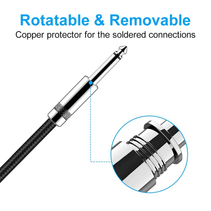 New bee Guitar Cable 10 ft Electric Instrument Cable Bass AMP Cord 1/4 Straight to Straight for Electric Guitar, Bass Guitar, Electric Mandolin, Pro Audio, Black - Image 2