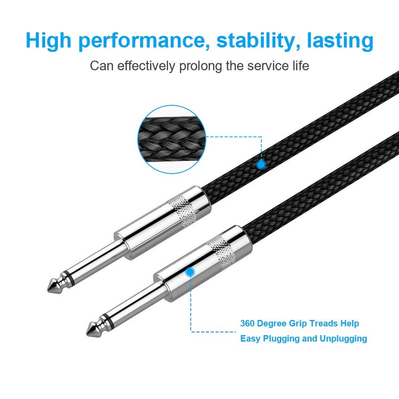 New bee Guitar Cable 10 ft Electric Instrument Cable Bass AMP Cord 1/4 Straight to Straight for Electric Guitar, Bass Guitar, Electric Mandolin, Pro Audio, Black - Image 5