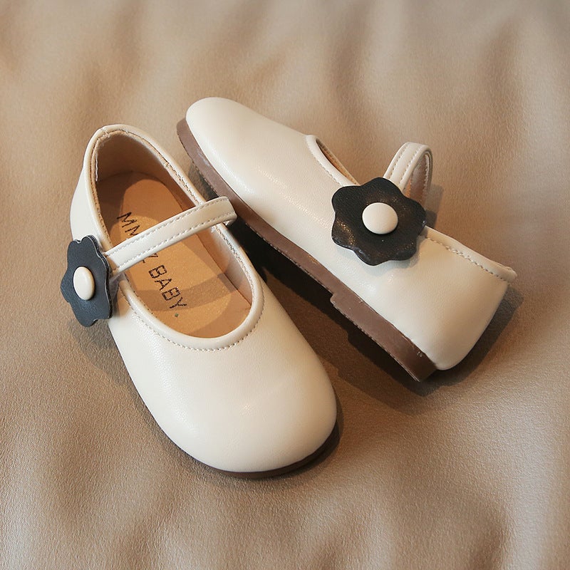 Princess Shoes for Girls, Leather Shoes for Spring and Autumn, Children''s Shoes, Black Shoes for Girls, Spring Soft-Soled Shoes for Little Girls, White Shallow-Mouthed Shoes - Image 1