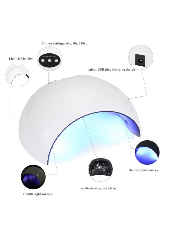 24W UV LED Nail Dryer, Ultra-portable UV Nail Dryer Lamp Nail Dryer Curing for Fingernail & Toenail Gels Curing Nail Polish Dryer with Light