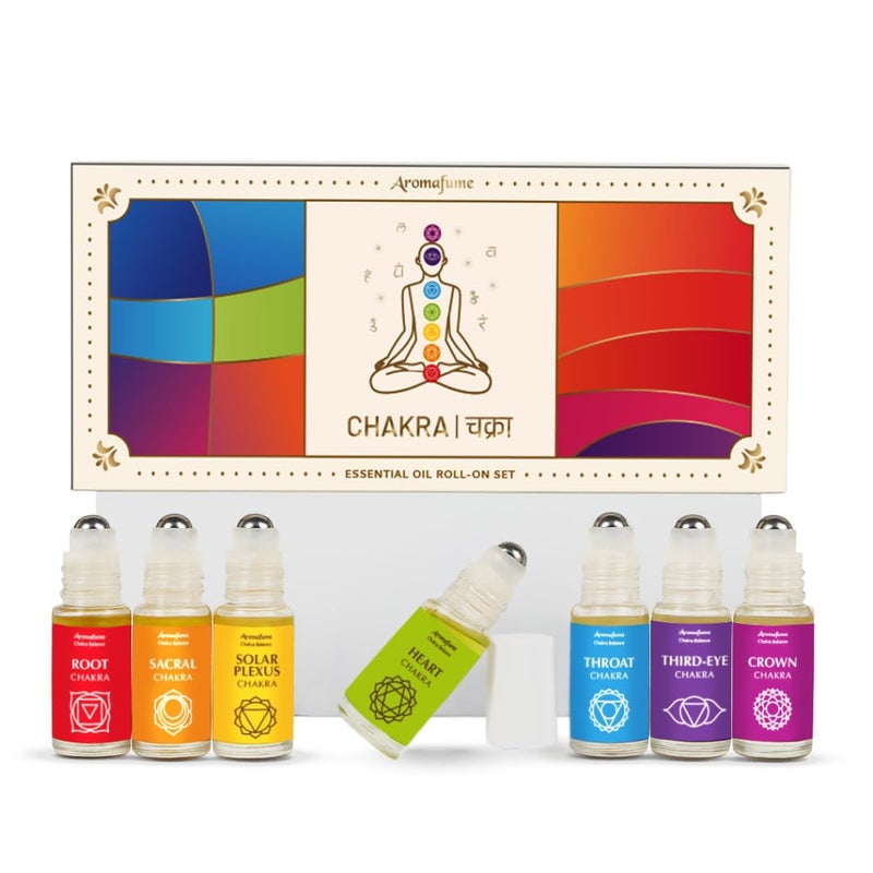 Aromafume 7 Chakra Essential Oil RollOn Blend Gift Set by Aromafume 7x 6ml02 fl oz Aromatherapy Oils for Meditation Chakra Balance Yoga Reiki Gifts Essential Oil Set for Plexus Root Chakra more - Image 2