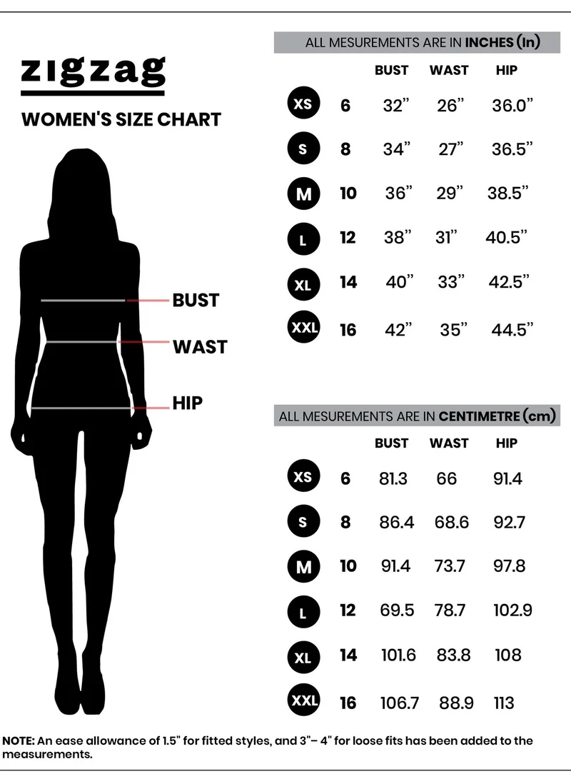 Zigzag  Long Sleeve Waist Tie Printed Top for Women | Best Price UAE