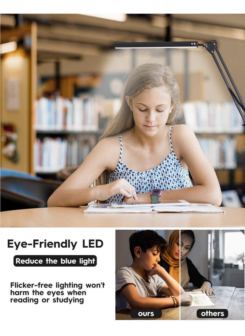 Joshberg - LED Desk Lamp with Clamp and Round Base,Eye Caring Table Lamp with Swing Arm,3 Color Modes 10 Brightness Levels,Memory Function,Desk Light for Home Office - Image 1