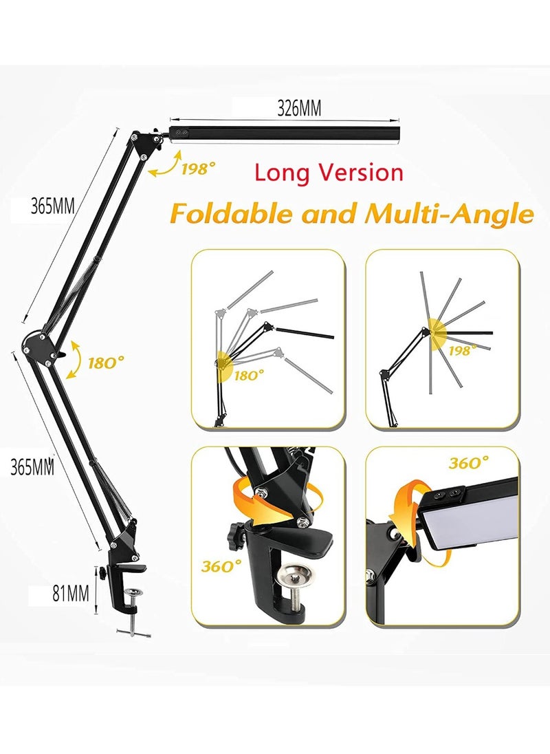 Joshberg - LED Desk Lamp with Clamp and Round Base,Eye Caring Table Lamp with Swing Arm,3 Color Modes 10 Brightness Levels,Memory Function,Desk Light for Home Office - Image 1