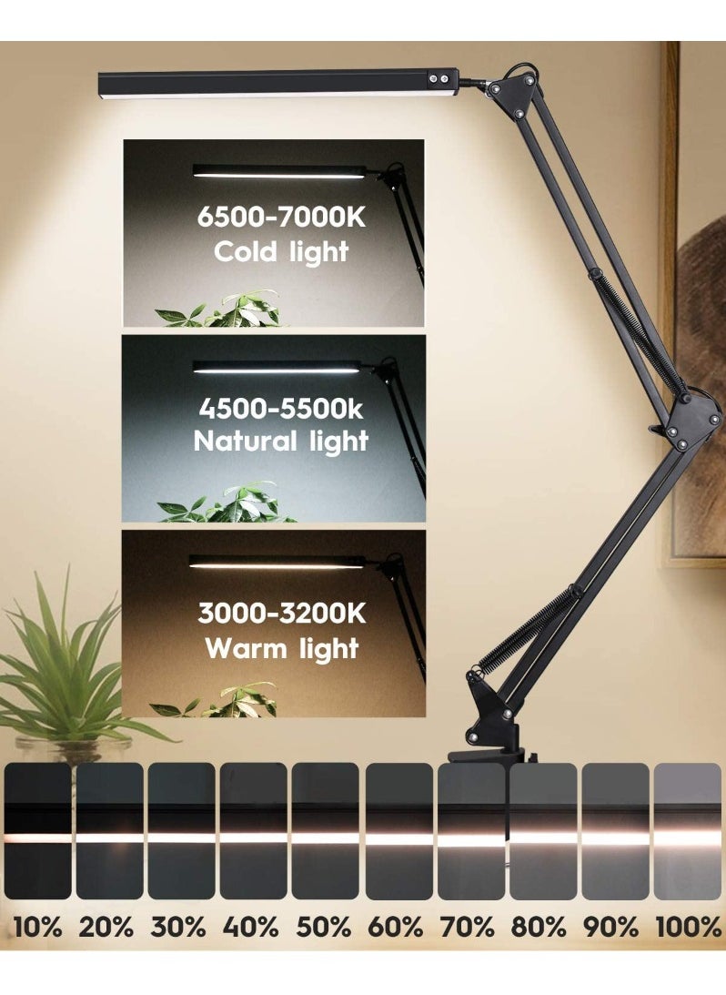 Joshberg - LED Desk Lamp with Clamp and Round Base,Eye Caring Table Lamp with Swing Arm,3 Color Modes 10 Brightness Levels,Memory Function,Desk Light for Home Office - Image 1