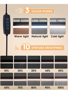 Joshberg LED Desk Lamp with Clamp and Round Base,Eye Caring Table Lamp with Swing Arm,3 Color Modes 10 Brightness Levels,Memory Function,Desk Light for Home Office  - Image 5