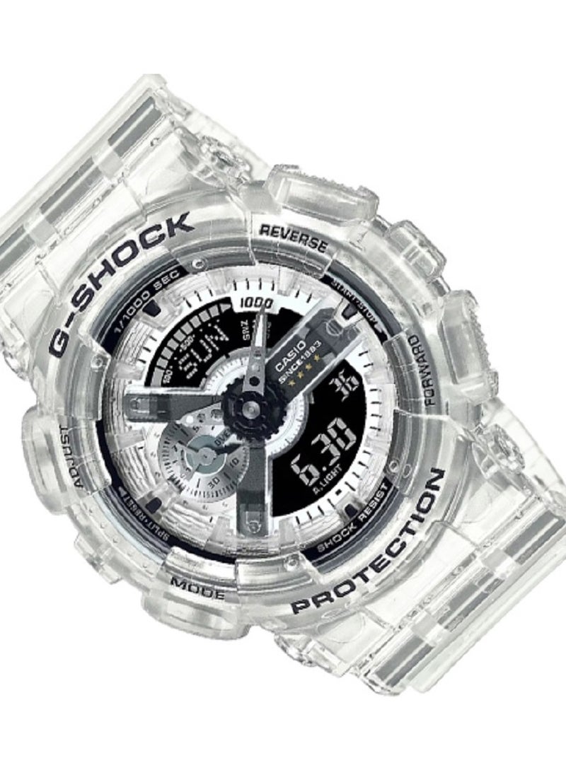 G-SHOCK Casio Unisex Watch G-SHOCK 40th Anniversary CLEAR REMIX Digital Analog White Dial Resin Transparent Band GA-114RX-7ADR  - Image 2