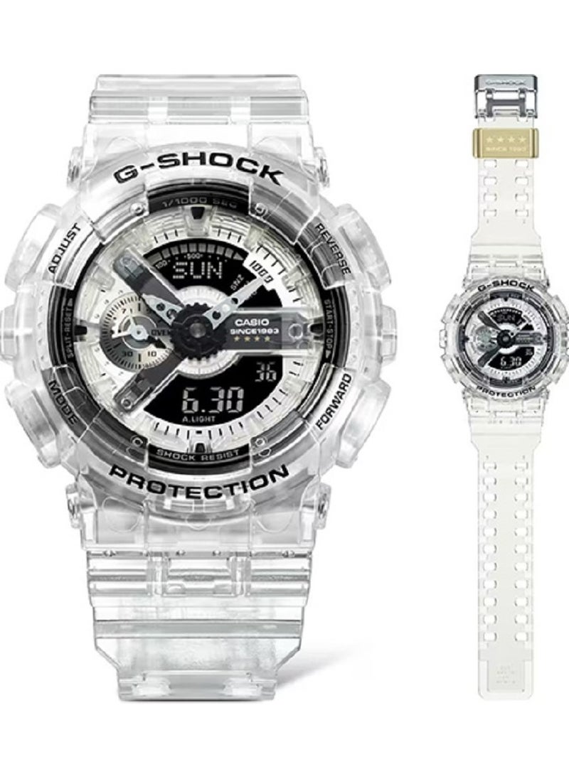 G-SHOCK Casio Unisex Watch G-SHOCK 40th Anniversary CLEAR REMIX Digital Analog White Dial Resin Transparent Band GA-114RX-7ADR  - Image 5