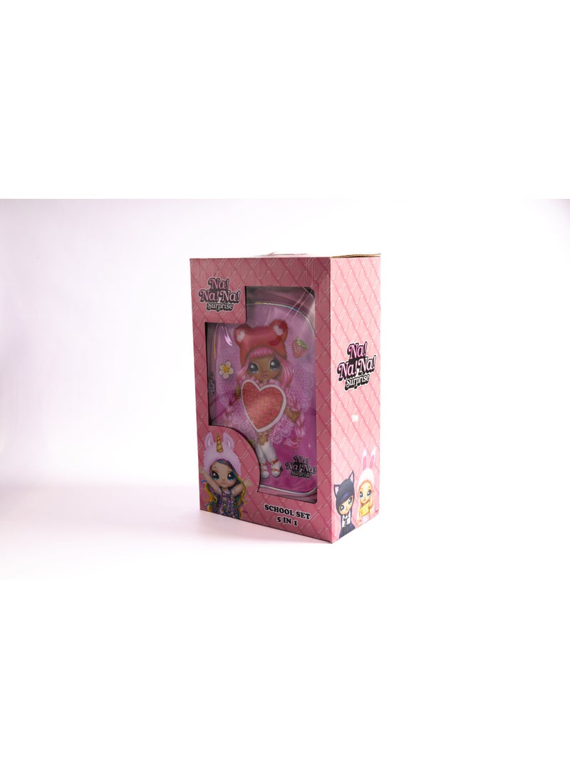 NANA 18" Trolley Bag Set with Lunch Bag, Pencil Case, Water Bottle & Lunch Box -Pink - Image 3