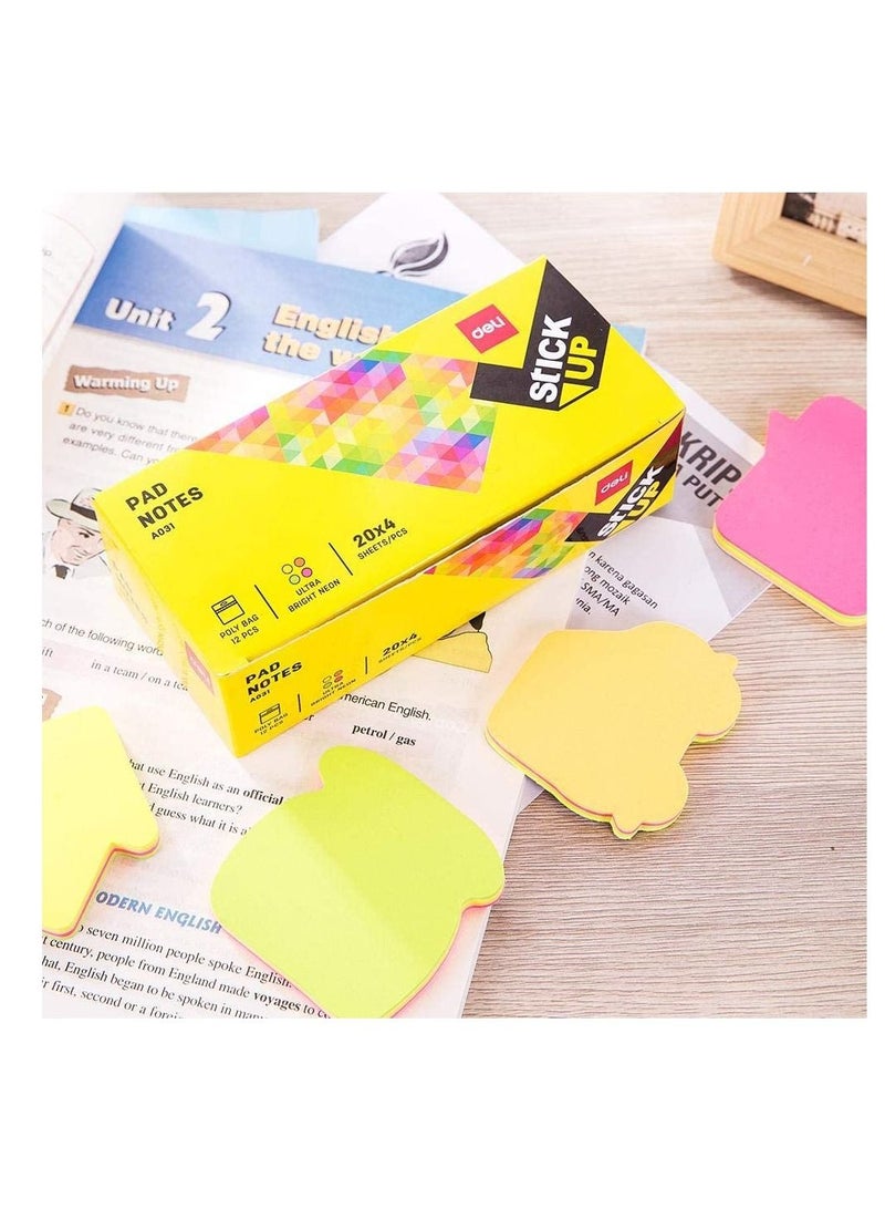 Deli 12-Pack Fancy Sticky Notes Assorted Colours - Image 4