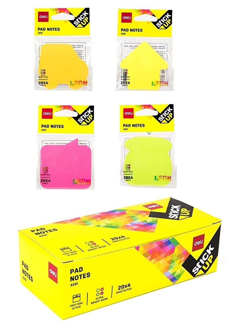Deli 12-Pack Fancy Sticky Notes Assorted Colours - Image 1