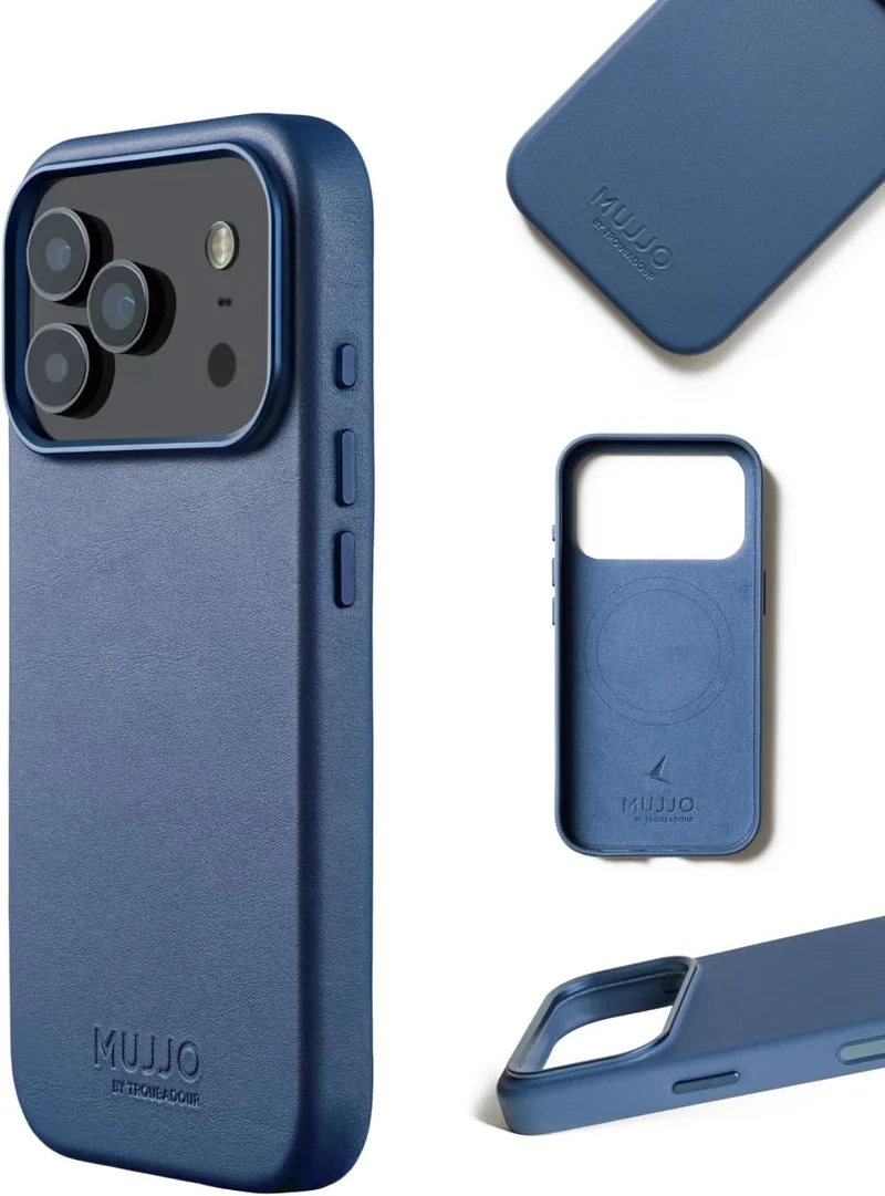 Mujjo Iphone 17 Pro Leather Case - Monaco Blue With Magnetic Wireless Charging Crafted From Premium Leather, This Luxurious Case Combines Elegance And Durability, Providing A Sleek, Sophisticated Look While Offering Superior Protection.