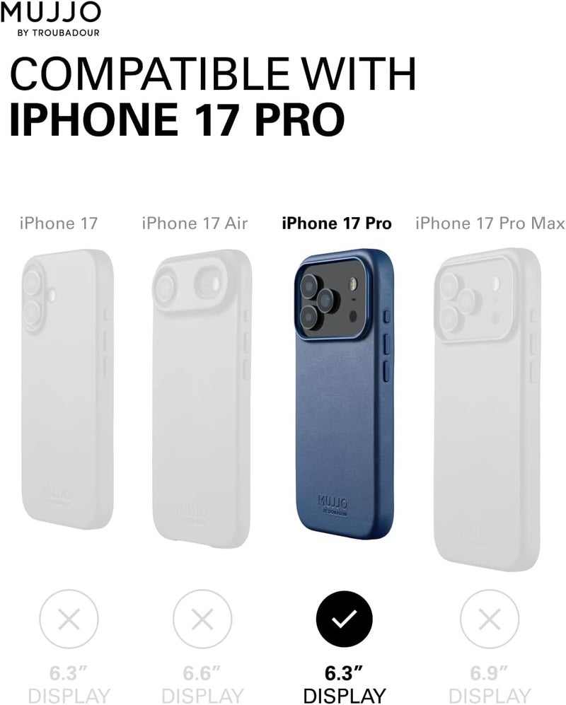 موجو جراب آيفون  برو جلد أزرق موناكو بشحن لاسلكي مغناطيسي - Image 5