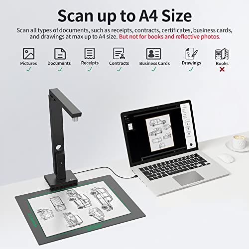 CZUR Lens800 Pro 8MP Portable Document Scanner & Document Camera, Travel-Friendly Mobile PDF Scanner, Capture Size A4, Fast Scan 1s/Page, Easy-to-Use OCR, for Mac & Windows - Image 3