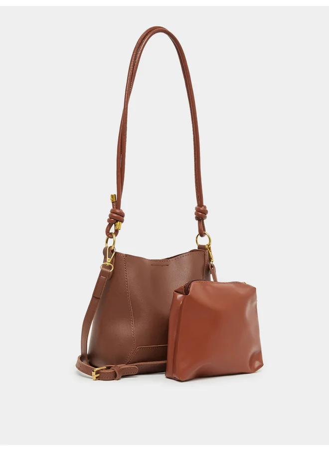 Styli Styli Plain Shoulder Bag with Double Handle