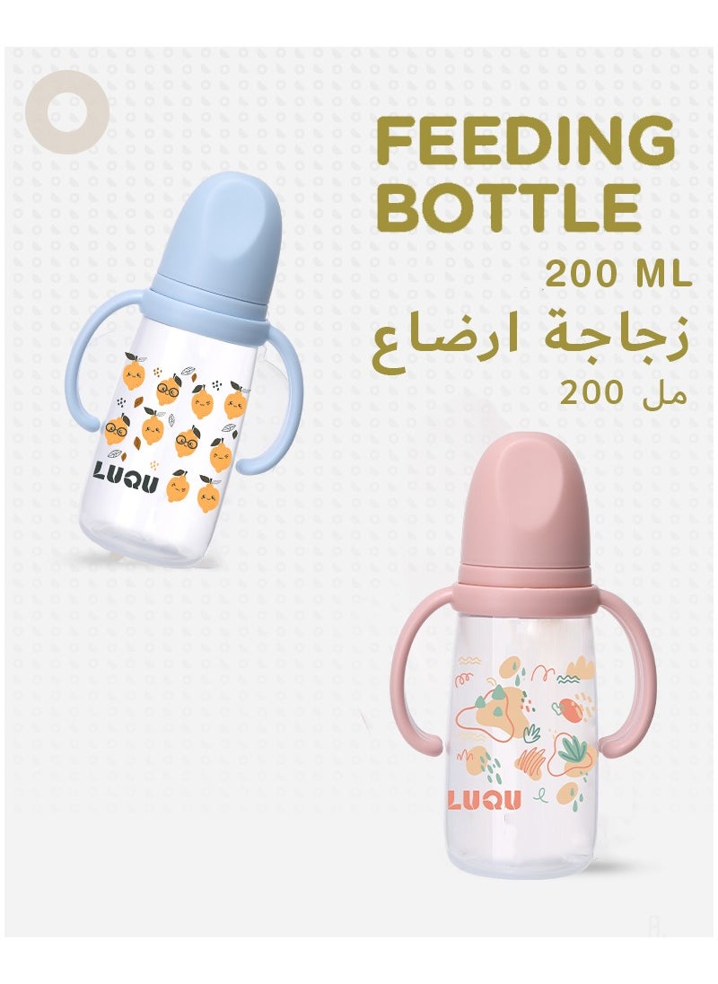 LuQu LuQu PP Feeding Bottle with Handle and Anti-Colic Straw, 200ML,Nipple size- L, 6+ months.  - Image 3