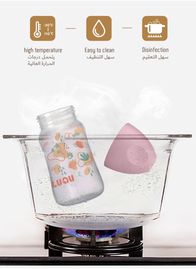 LuQu - LuQu PP Feeding Bottle with Handle and Anti-Colic Straw, 200ML,Nipple size- L, 6+ months. - Image 1