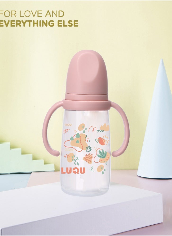 LuQu - LuQu PP Feeding Bottle with Handle and Anti-Colic Straw, 200ML,Nipple size- L, 6+ months. - Image 1