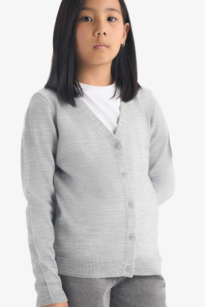 ديفاكتو Girl Standard Fit Buttoned V-Neck Cardigan