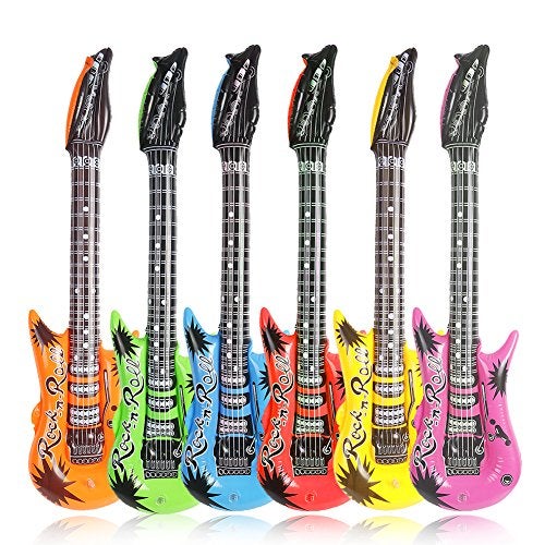 DECORA 35 Inch Rock Star Inflatable Guitar Assorted Color for Children Party Accessories Inflatable Toys Pack of 6 - Image 1