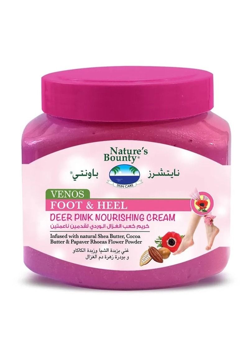 NATURE'S BOUNTY Venos Foot & Heel Deer Pink Nourishing Cream Infused With Natural Shea Butter, Cocoa & Apaver Rhoeas Flower Powder 300ml 