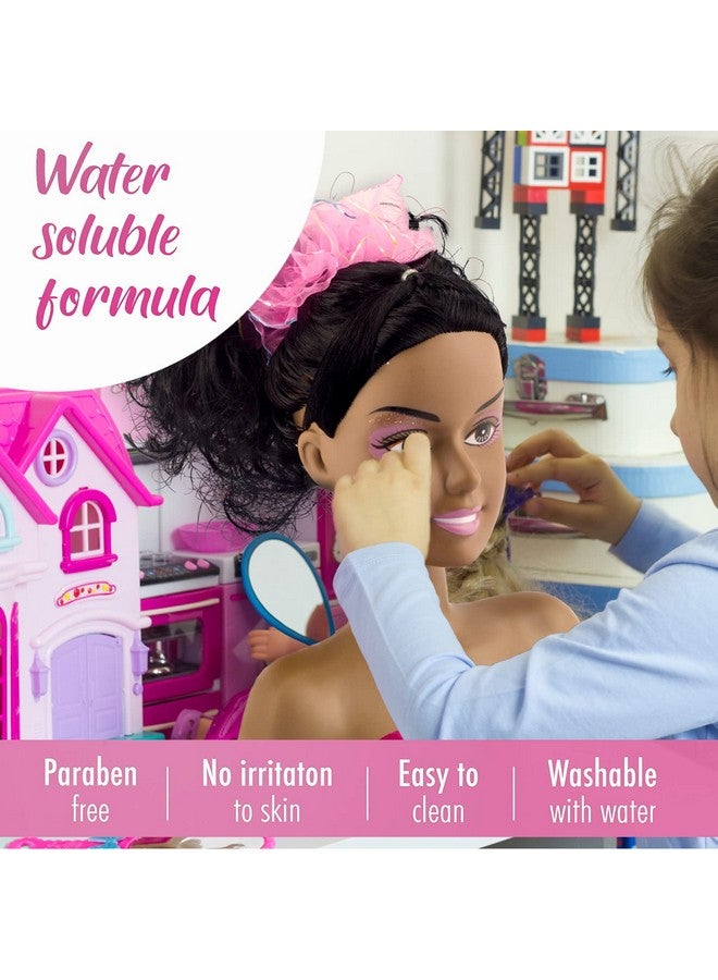 Liberty imports Liberty Imports African American Black Makeup and Hair Styling Doll Head Toy Playset with Real Washable Cosmetic and Fashion Dress Up Accessories for Girls Pretend Play - Image 5