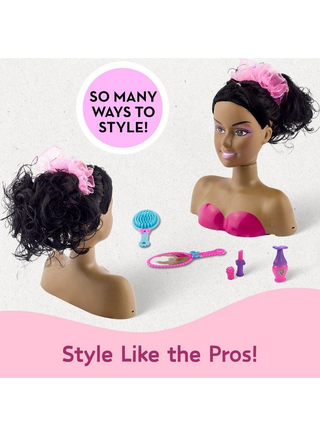 Liberty imports Liberty Imports African American Black Makeup and Hair Styling Doll Head Toy Playset with Real Washable Cosmetic and Fashion Dress Up Accessories for Girls Pretend Play - Image 2