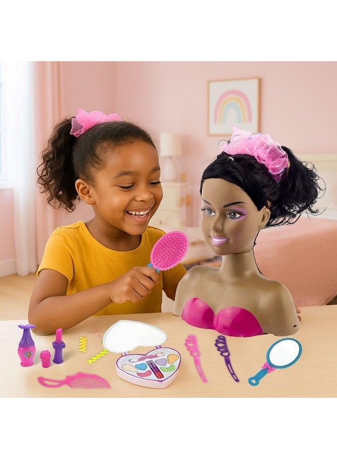 Liberty imports Liberty Imports African American Black Makeup and Hair Styling Doll Head Toy Playset with Real Washable Cosmetic and Fashion Dress Up Accessories for Girls Pretend Play - Image 3