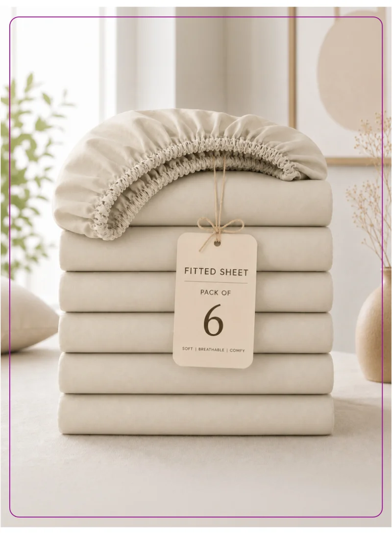 Donetella King Fitted Sheets 180x200 cm – Pack of 6 | OEKO-TEX Certified Brushed Microfiber | Deep Pocket with 360° All-Round Elastic | Ultra Soft, Wrinkle Resistant, Easy Care | Safe for Sensitive Skin