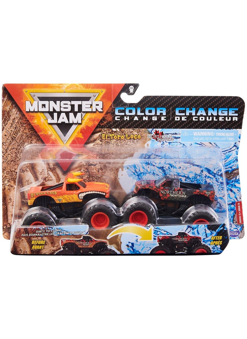 Spin Master LTD. - Monster Jam, Official El Toro Loco vs. Northern Nightmare Color-Changing Die-Cast Monster Trucks - Image 1