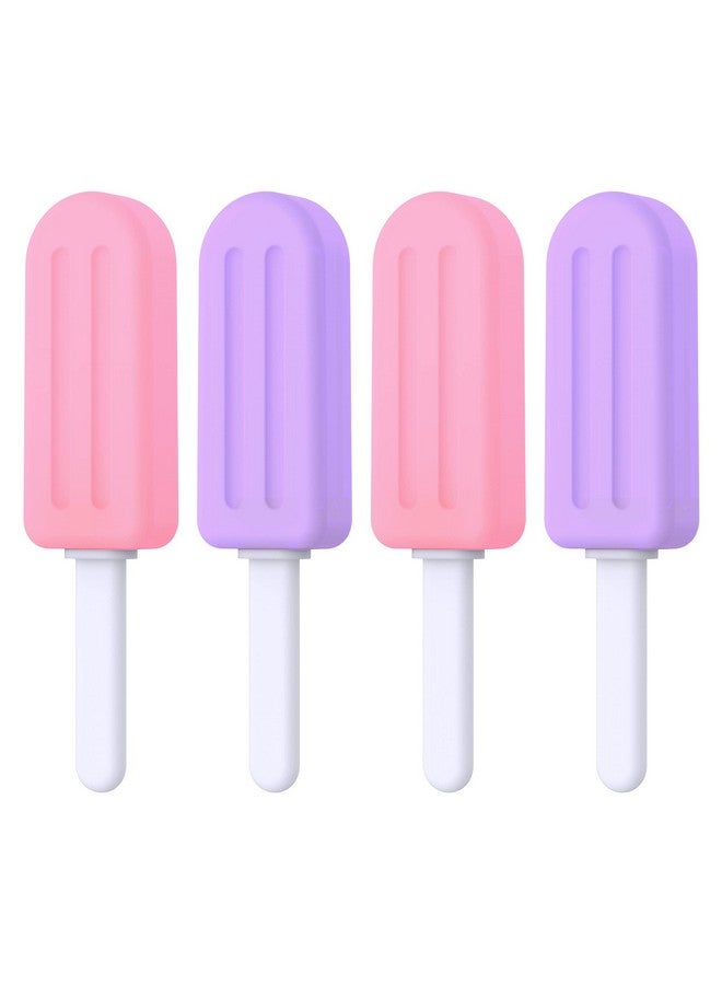 CITYWAY Chewies For Invisalign Aligner 4 Pcs Popsicle Silicone Chewies With Grip Handles For Invisible Or Metal Braces Aligner Munchies 2 Grape Flavor And 2 Peach Flavor  - Image 1