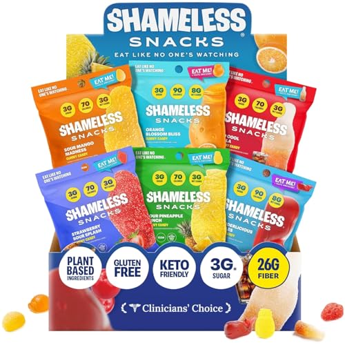 Shameless Snacks Candy Carnival  Sour Candy  Fruit Snacks Gummy Candy Variety Pack Strawberry Orange Mango Cola Keto Snacks 3g Sugar Gluten Free for Kids  Adults - Image 1