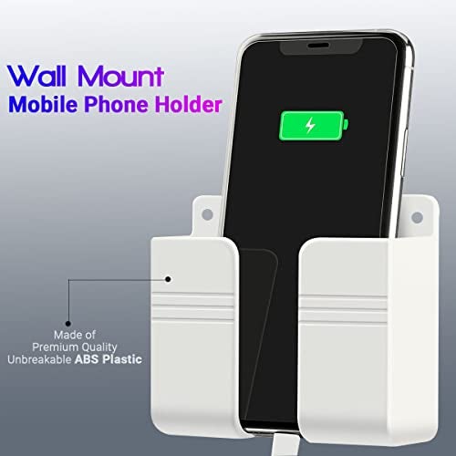 KACA Wall Mounted Mobile Holder Storage Case for Remote, Wall Mounted Mobile Stand/Multi Purpose Stand with Hole for Phone Charging, Bedroom Accessories, Office Accessories (White) (Pack of 1) - Image 2