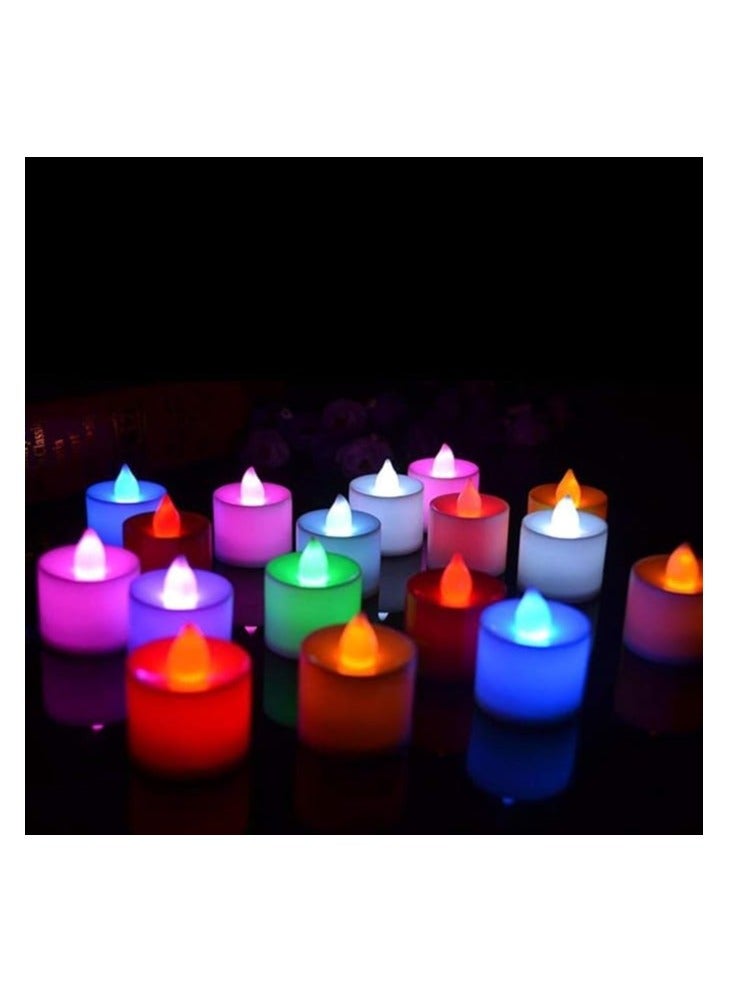 شموع صغيرة LED تعمل بالبطارية لإضاءة الحائط في المنزل (متعددة الالوان) (شموع زخرفية العدد 4 قطع)  - Image 1