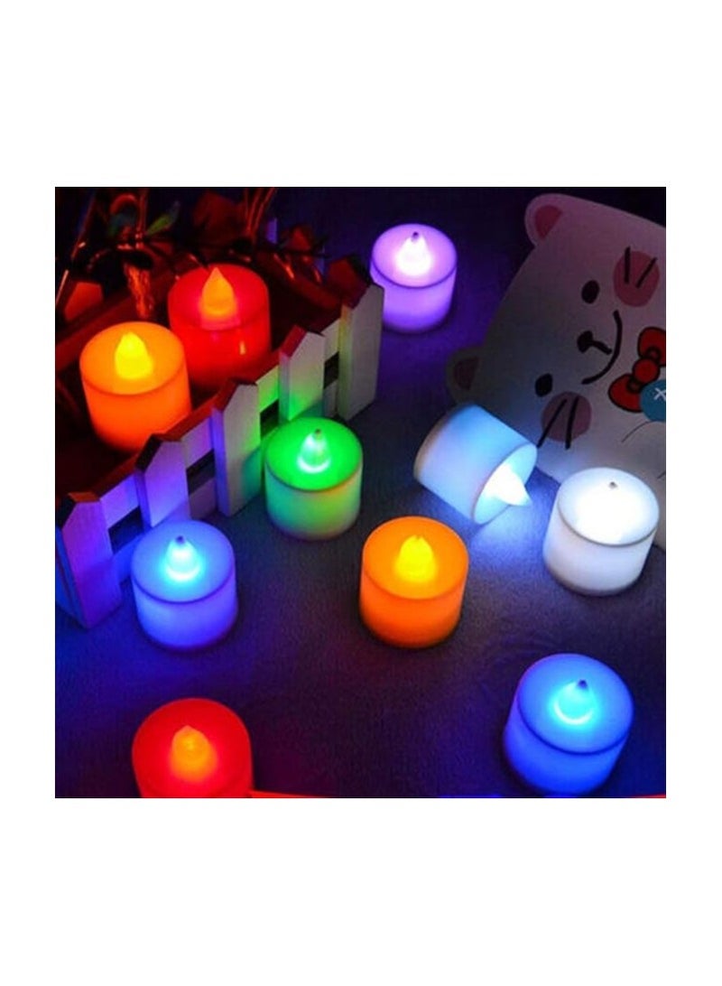 شموع صغيرة LED تعمل بالبطارية لإضاءة الحائط في المنزل (متعددة الالوان) (شموع زخرفية العدد 4 قطع)  - Image 2
