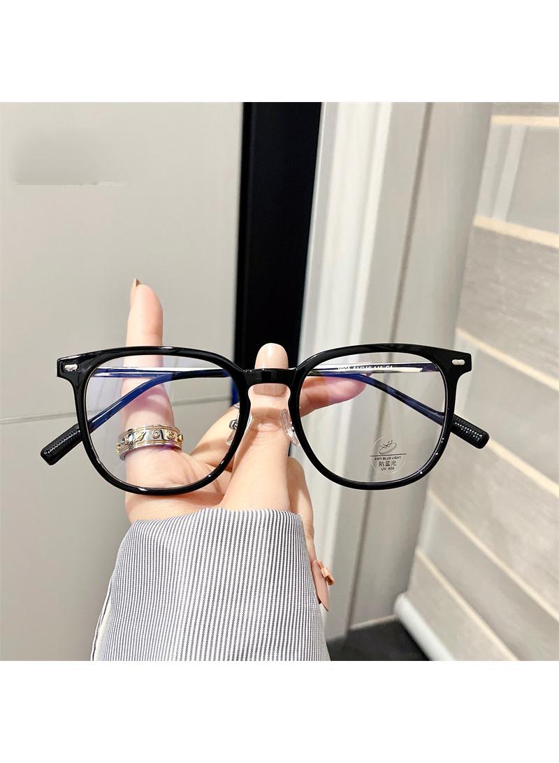 نظارات مضادة للضوء الأزرق بإطار ريترو عصري للجنسين نظارات عادية باللون الأسود C1 - Image 1