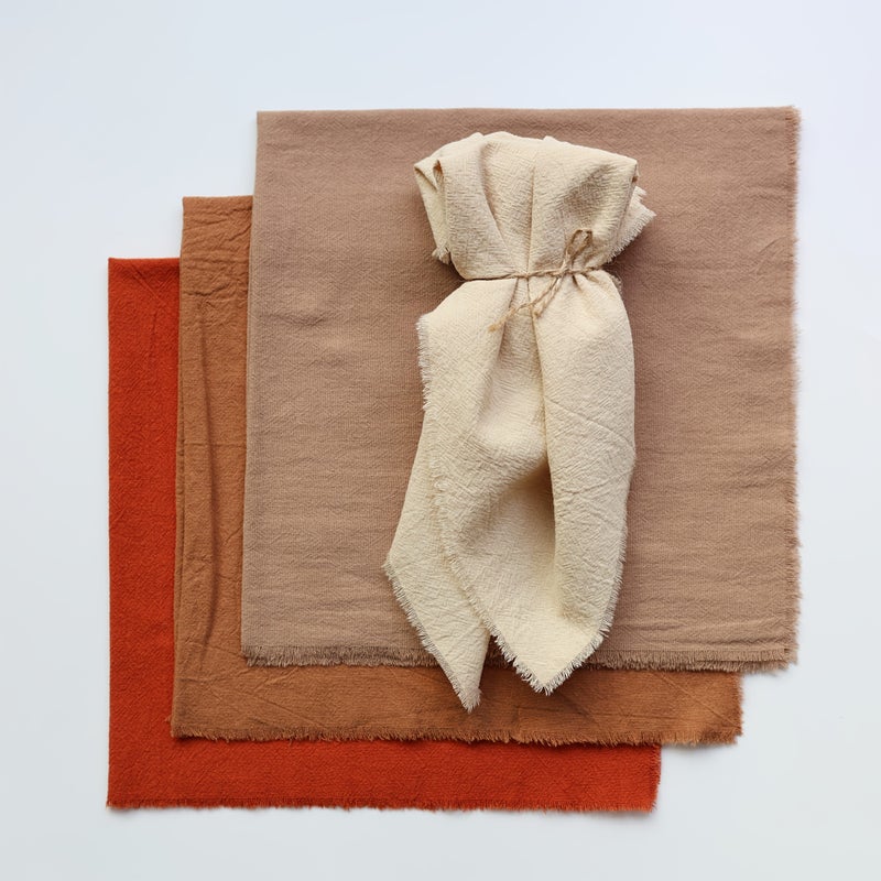 10 Cotton Cloth Napkins Red 30x30cm 11.8x11.8 Inches With Fuzzy Edges Perfect For Dinner Placemats Table Decor Kitchen Use Tea Towels Food Photography Props Birthday Celebrations - Image 2