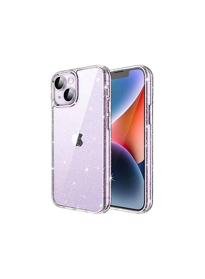 جي تيك حافظة JETech لامعة لهاتف iPhone 14 مقاس 6.1 بوصة، غطاء ممتص للصدمات مضاد للصدمات، لطيف لامع للنساء والفتيات (شفاف) - Image 1