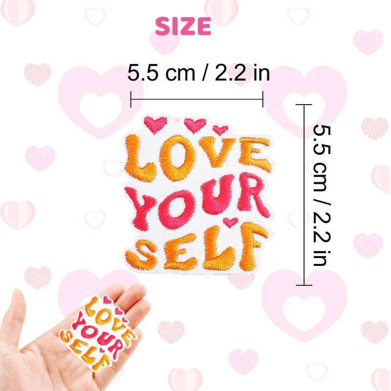 Jongdari 20pcs Positive Affirmations Iron on Patches, Pink Cute Teens Boho Positive Quotes Embroidered Girly Trucker Hat Sew on Applique Patches for Bags Clothes Jackets - Image 5