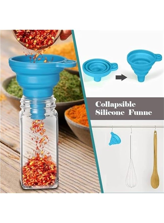 TRASSLE 12 Pcs Glass Spice Jars with Lids, Glass Salt and Pepper Shakers Set, 4 oz Glass Jars with Minimalist Spice Labels Stickers, Shaker Lids and Airtight Caps, Collapsible Funnel Included - Image 4