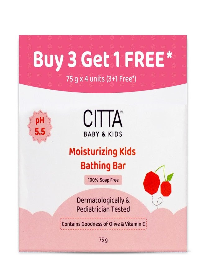 CITTA Bathing Bar for Babies & Kids | Soap-Free, No Tears | pH Balanced & Dermatologist Approved | Gentle Wash for Sensitive Skin | Almond & Avocado Oils for Glowing Skin | 75g | Pack of 4 - Image 1